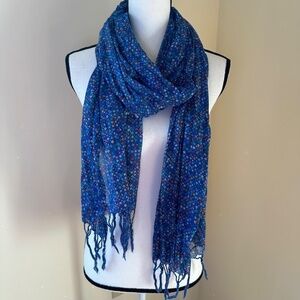 *AERIE* Blue x Floral Design Fashion Tassel Scarf